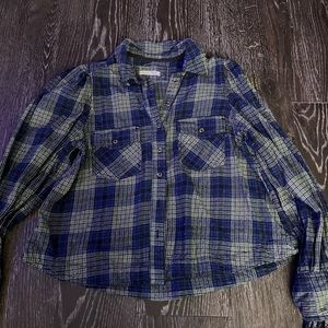 Free people puffed sleeve flannel, size medium